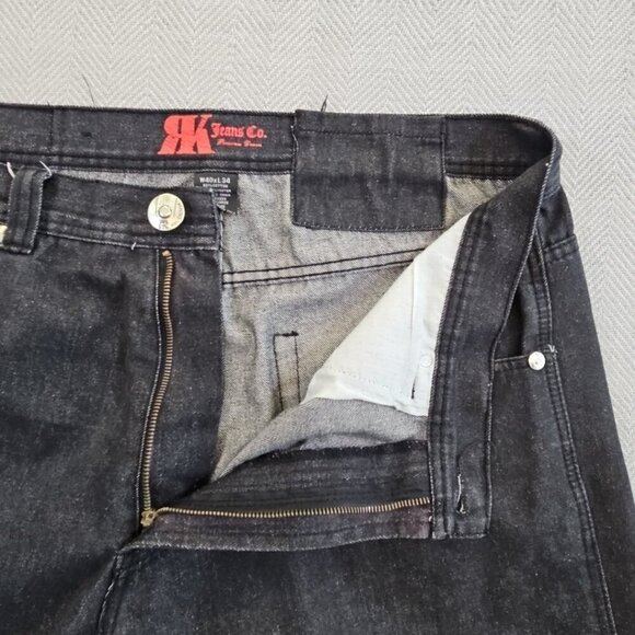RK Jeans Co Premium Denim Jeans Men's W40 L34 Wide Leg Relaxed Dark EUC - Picture 11 of 12